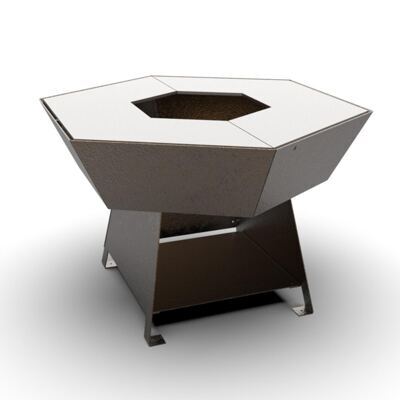 Feuerschale mit Grillring Hexa 1 Tief Edelrost