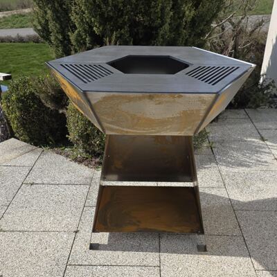 Feuerschale mit Grillring Hexa 1 Edelrost