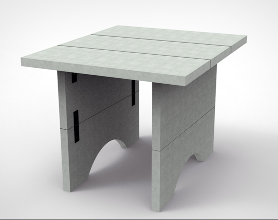 Betonsockel mit Tisch L x B x H=1200 x 1000 x 860 mm SET