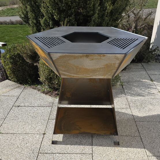 Feuerschale mit Grillring Hexa 1 Edelrost
